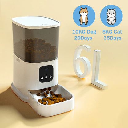 6L Automatic Cat Feeder Timing with Camera Video Smart Pet Feeder for Cat Dogs Intelligent Dry Food Dispenser Voice Recorde Bowl